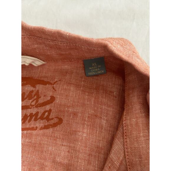 Tommy Bahama Linen Collared Button Front Shirt Mens Size XL Orange Beach Summer - Picture 4 of 8